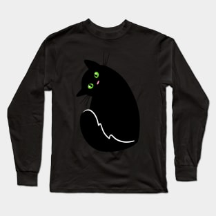 Inquisitive Black Cat Long Sleeve T-Shirt